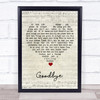 John Power Goodbye Script Heart Song Lyric Print