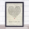 Johnny Cash Cause I Love You Script Heart Song Lyric Print