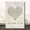 Keith Urban Come Back To Me Script Heart Song Lyric Print