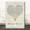 Kelly Clarkson Because Of You Script Heart Song Lyric Print