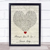 KWS Please Don't Go - Game Boy Script Heart Song Lyric Print