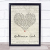 Lionel Richie Ballerina Girl Script Heart Song Lyric Print