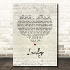 Lionel Richie Lady Script Heart Song Lyric Print