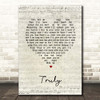 Lionel Ritchie Truly Script Heart Song Lyric Print