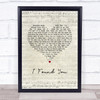 Axwell I Found You Script Heart Song Lyric Print