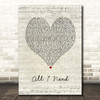 Method Man ft. Mary J. Blige All I Need Script Heart Song Lyric Print