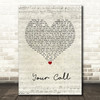 Secondhand Serenade Your Call Script Heart Song Lyric Wall Art Print