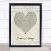 Shara McKee Oceans Deep Script Heart Song Lyric Wall Art Print