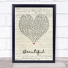 Bazzi Beautiful Script Heart Song Lyric Wall Art Print