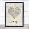 Shinedown Get Up Script Heart Song Lyric Wall Art Print