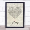 Skillet Stars Script Heart Song Lyric Wall Art Print