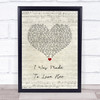 Stevie Wonder I Was Made To Love Her Script Heart Song Lyric Wall Art Print
