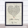 Ben Hartley Little Pieces Of You Script Heart Song Lyric Wall Art Print