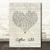 The Frank and Walters After All Script Heart Song Lyric Wall Art Print