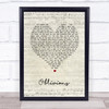 The National Oblivions Script Heart Song Lyric Wall Art Print