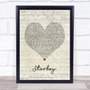 The Weeknd Starboy Script Heart Song Lyric Wall Art Print