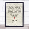 Tom Jones Till Script Heart Song Lyric Wall Art Print