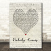Tony Rich Nobody Knows Script Heart Song Lyric Wall Art Print
