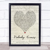 Tony Rich Nobody Knows Script Heart Song Lyric Wall Art Print