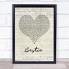Yungen Bestie Script Heart Song Lyric Wall Art Print
