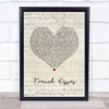 ZieZie feat. Aitch French Kisses Script Heart Song Lyric Wall Art Print
