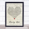 Blake Shelton Honey Bee Script Heart Song Lyric Wall Art Print
