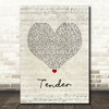 Blur Tender Script Heart Song Lyric Wall Art Print
