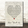 Champaign How Bout Us Script Heart Song Lyric Wall Art Print