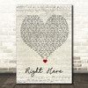 Chris Brown Right Here Script Heart Song Lyric Wall Art Print