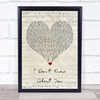 Chris Lane I Don't Know About You Script Heart Song Lyric Wall Art Print