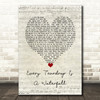 Coldplay Every Teardrop Is A Waterfall Script Heart Song Lyric Wall Art Print