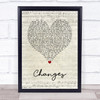 David Bowie Changes Script Heart Song Lyric Wall Art Print