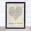 Eternal Always & Forever Script Heart Song Lyric Wall Art Print