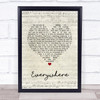 Fleetwood Mac Everywhere Script Heart Song Lyric Wall Art Print