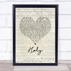 Florida Georgia Line Holy Script Heart Song Lyric Wall Art Print