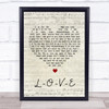 Frank Sinatra L-O-V-E Script Heart Song Lyric Wall Art Print