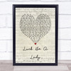 Frank Sinatra Luck Be A Lady Script Heart Song Lyric Wall Art Print