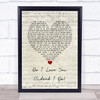 Frank Wilson Do I Love You (Indeed I Do) Script Heart Song Lyric Wall Art Print