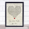 Freddie And The Dreamers You Were Made for Me Script Heart Song Lyric Wall Art Print