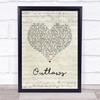 Green Day Outlaws Script Heart Song Lyric Wall Art Print