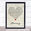 Hailee Steinfeld Starving Script Heart Song Lyric Wall Art Print