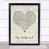 Hollywood Anderson My Bestfriend Script Heart Song Lyric Wall Art Print