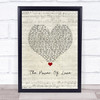 Huey Lewis & The News The Power Of Love Script Heart Song Lyric Wall Art Print