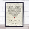 Jamie Lawson Don't Let Me Let You Go Script Heart Song Lyric Wall Art Print