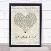 Jason Aldean Got What I Got Script Heart Song Lyric Wall Art Print