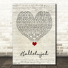 Jeff Buckley Hallelujah Script Heart Song Lyric Wall Art Print