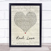 Jess Glynne Real Love Script Heart Song Lyric Wall Art Print