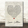 Jessie J Love Letter Script Heart Song Lyric Wall Art Print
