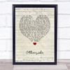 Kanadia Otherside Script Heart Song Lyric Wall Art Print