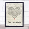 Keith Urban Your Everything Script Heart Song Lyric Wall Art Print